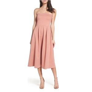 Blush strapless midi dress